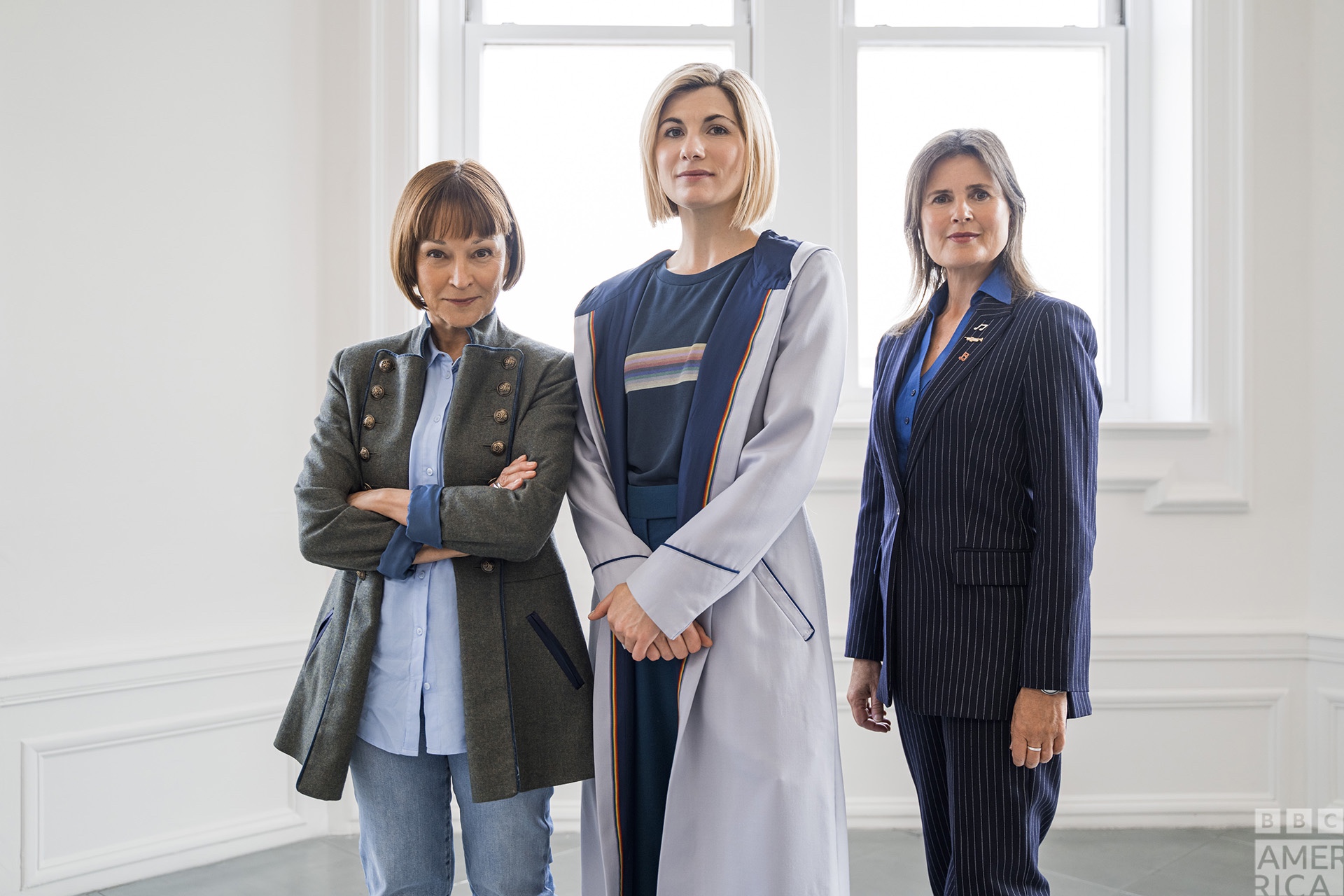 Jodie Whittaker, Janet Fielding and Sophie Aldred (Photo: BBC America)