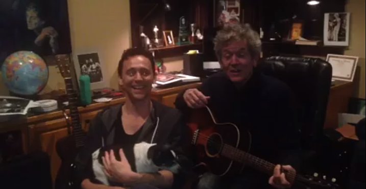 Hiddleston and Crowley get their holiday on. (Photo: Screenshot via YouTube)