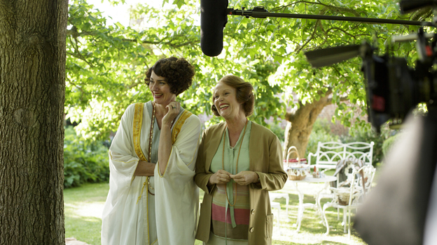 Anna Chancellor and Miranda Richardson behind the scenes of "Mapp and Lucia" (Photo: BBC)