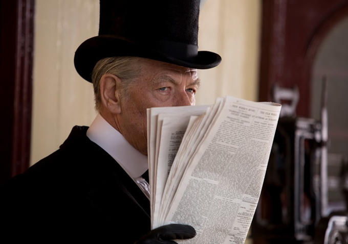 Ian McKellen as Sherlock Holmes, with a particularly amazing hat. (Photo: BBC Films)