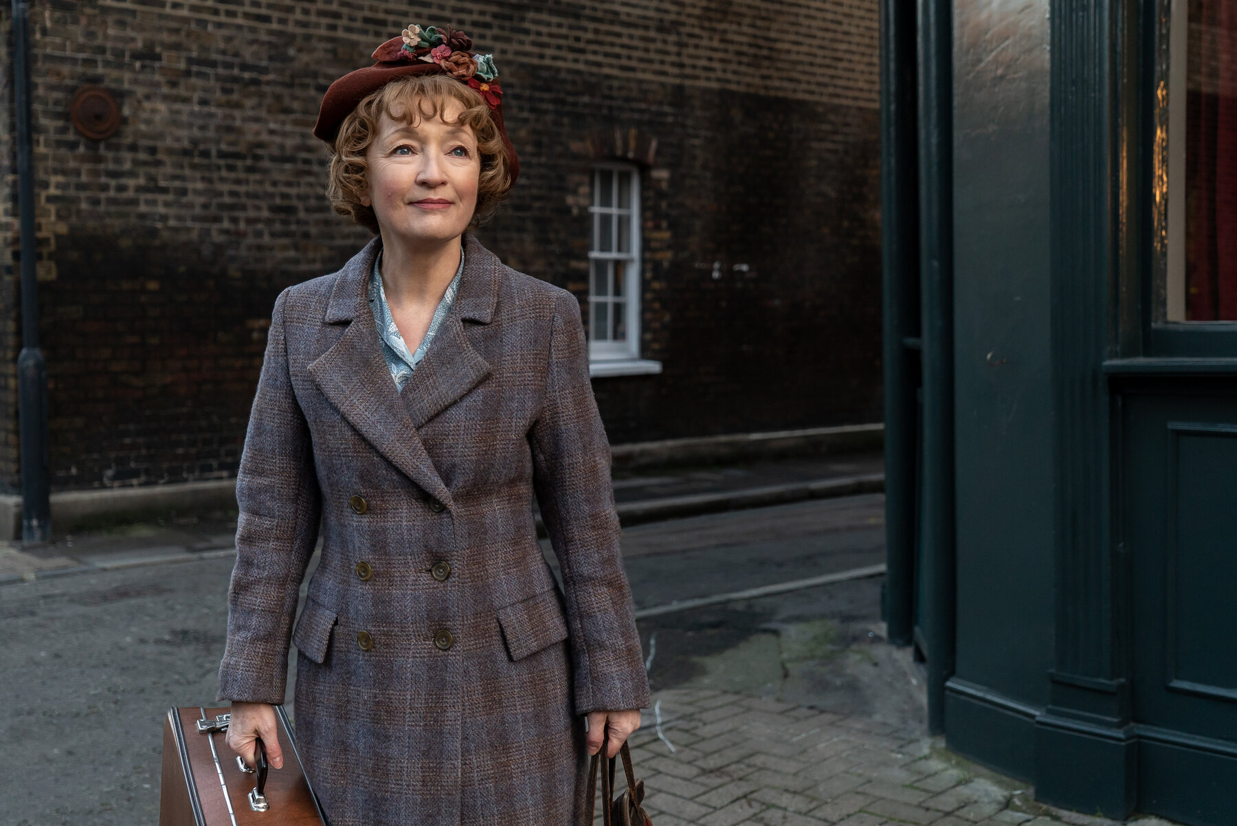 Mrs. Harris (Lesley Manville). Credit: Dávid Lukács / © 2021 Ada Films Ltd - Harris Squared Kft