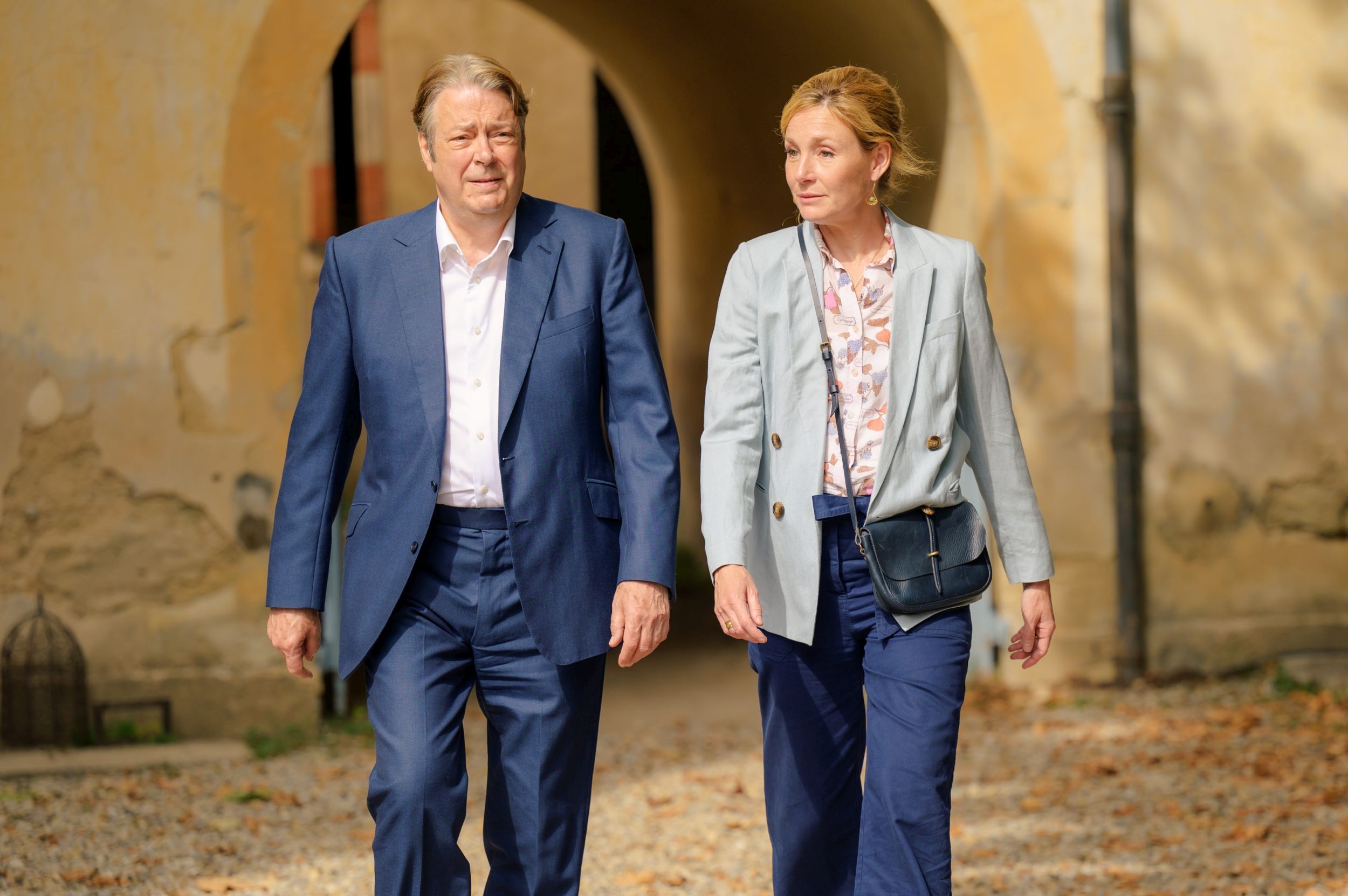 Roger Allam as Antoine Verlaque, Nancy Carroll as Marine Bonnet in Murder In Provence