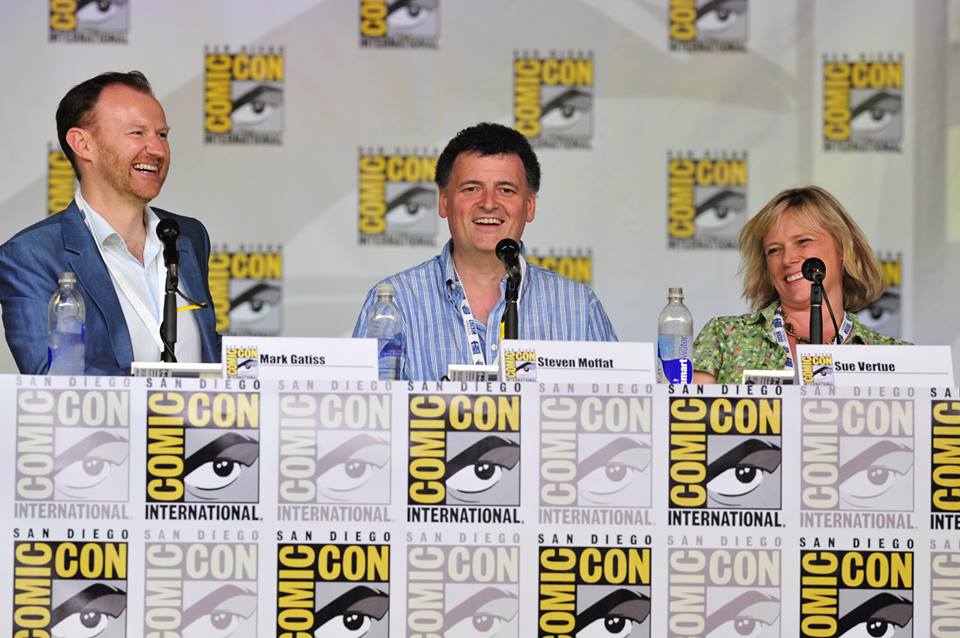 Gatiss, Moffat and Vertue at SDCC (Photo: PBS/Rahoul Ghose)