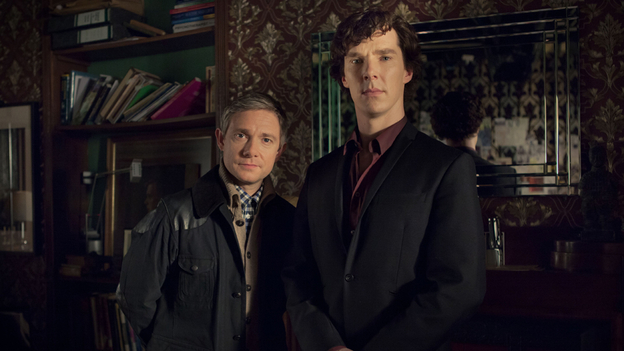 Benedict Cumberbatch and Martin Freeman in "Sherlock". (Photo: BBC/Robert Viglasky/Hartswood Films 2013 for MASTERPIECE)