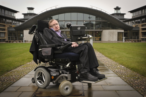 Portrait of Stephen Hawking outside the Department of Applied Mathematics and Theoretical Physics, Cambridge. Credit: Jason Bye)