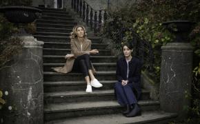 Suranne Jones as Becca and Eve Best as Rosaline sit on  the stoop in Maryland Episode 1 
