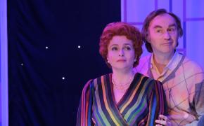 Helena Bonham Carter as Noele "Nolly" Gordon and Mark Gatiss as Larry Grayson stand backstage in 'Nolly'