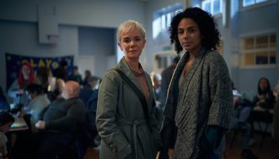 Victoria Hamilton as Chief of Staff Anna Marshall & Marsha Thomason as Francine Bridge MP in COBRA Season 1 