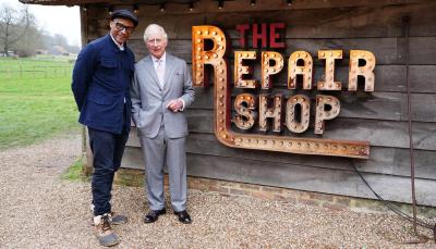 Photo Shows: King Charles Visiting The Repair Shop as part of the BBC Centenary Special