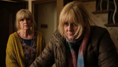Siobhan Finneran as Clare Cartwright and Sarah Lancashire as Catherine Cawood are upset in Happy Valley Season 3