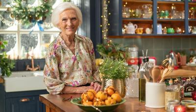 Dame Mary Berry in her kitchen in Mary Berry’s Highland Christmas