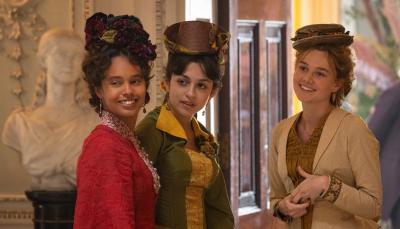 Alisha Boe, Josie Totah and Imogen Waterhouse in "The Buccaneers"