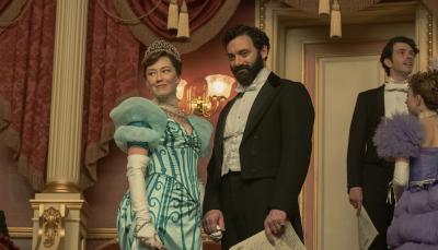 Carrie Coon and Morgan Spector in "The Gilded Age" Season 2