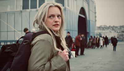 Elisabeth Moss as Imogen Salter heads out on the road in The Veil