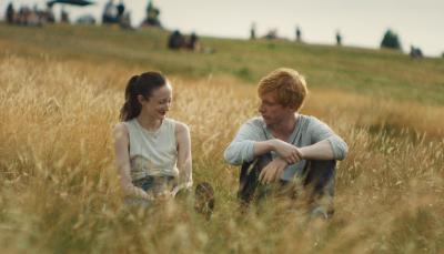 Andrea Riseborough and Domhnall Gleeson as the titular 'Alice & Jack' in a wheat field