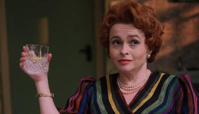 Helena Bonham Carter as Noele Gordon with a drink in her hand in Nolly Episode 2