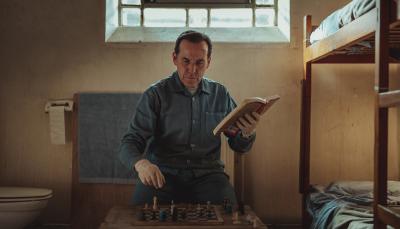 Ben Miller as Professor T teaching himself chess in his cell in Professor T Season 3