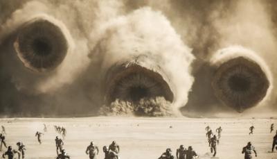 Three sandworms attack in Dune Part 2