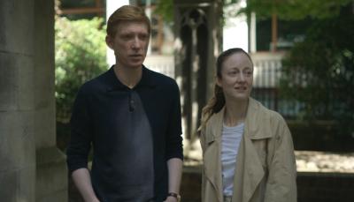 Andrea Riseborough and Domhnall Gleeson as the titular 'Alice & Jack' standing