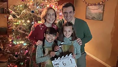 Clockwise from top left Laura Main, Stephen McGann, Alice Brown, and April Rae Hoang as Shelagh, Patrick, Angela and May Turner ready to film 'Call the Midwife' Season 14