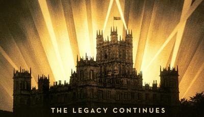 Highclere Castle Outline against a sunset in the poster for Downton Abbey 2