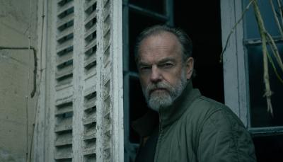 Hugo Weaving looking paranoid in Slow Horses Season 4