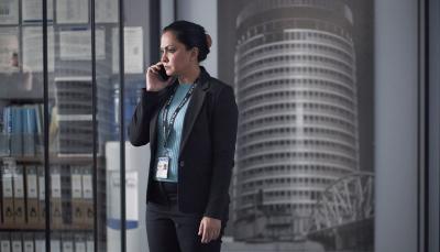 Parminder Nagra as DI Rachita Ray making a phone call in 'DI Ray' Season 2