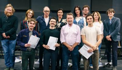 Anthony Boyle and Steven Knight with the cast of 'House of Guinness'