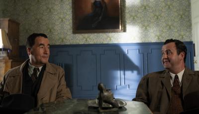 Tim McMullen as Atticus Pund and Daniel Mays as Inspector Chubb in 'Moonflower' Murders'