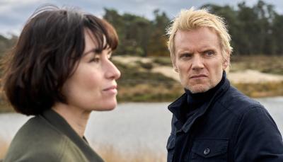 Maimie McCoy as Lucienne, Marc Warren as Van der Valk in 'Van der Valk' Season 4