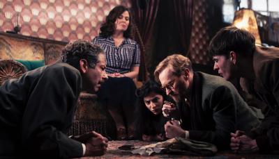 Polly Walker, Elliot Levey, Buket Komur, Mark Gatiss, and Connor Finch in "Bookish"