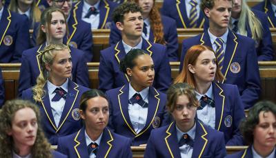 Rosie Graham as Florence, Assa Kanouté as Abby, and Tallulah Greive as Beatrix in 'Boarders' Season 2