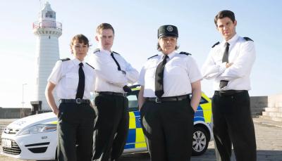 Kerri Quinn as Marlene Pettigrew, Finnian Garbutt as Ryan Power, Tara Lynne O’Neill as Inspector Eve Dunlop, Niall Wright as Callum McCarthy in 'Hope Street' Season 4