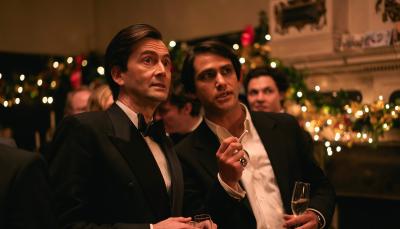 David Tennant as Tony and Luke Pasqualino as Basil in 'Rivals' Season 1