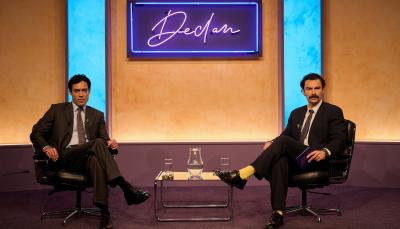 Alex Hassell as Rupert Campbell-Black and Aidan Turner as Declan O'Hara in 'Rivals'