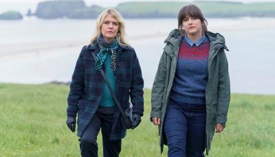 Ashley Jensen as DI Ruth Calder and Alison O'Donnell as DS Alison McIntosh in 'Shetland' Season 9