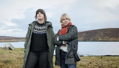 Alison O'Donnell as DS Alison McIntosh, Ashley Jensen as DI Ruth Calder in 'Shetland' Season 9