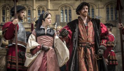 Claire Foy as Anne Boleyn and Damian Lewis as King Henry VIII in 'Wolf Hall' Season 1