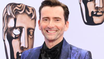 David Tennant with a series of BAFTA heads