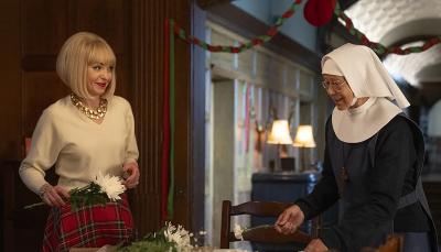 Helen George as Trixie with a brand new 1970s ready hairdo and Judy Parfitt as Sister Monica Joan in 'Call the Midwife's Season 14 Christmas Special