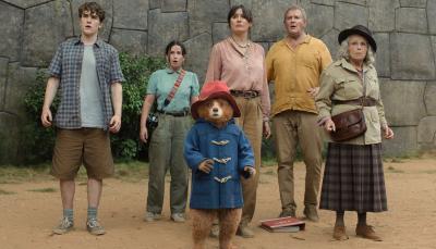 Samuel Joslin, Madeleine Harris, Emily Mortimer, Hugh Bonneville and Julie Walters in 'Paddington in Peru'