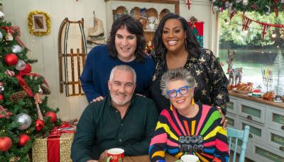 Noel Fielding, Alison Hammond, Prue Leith and Paul Hollywood in 'The Great British Baking Show: Holidays' Season 7