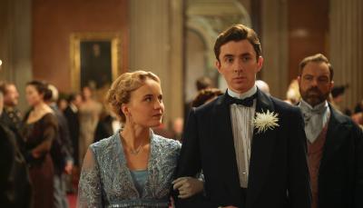 Luise von Finckh as Clara Weiss, Matthew Beard as Max and Juergen Maurer as Oskar in 'Vienna Blood' Season 4 