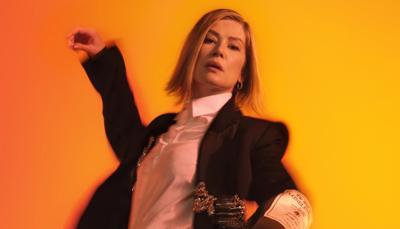 Rosamund Pike in the National Theatre's "Inter Alia" Key Art