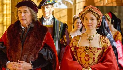 Mark Rylance as Thomas Cromwell and Kate Phillips as Jane Seymour in 'Wolf Hall: The Mirror & The Light'