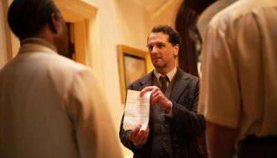 Matthew Rhys as Inspector Leach in 'Towards Zero'