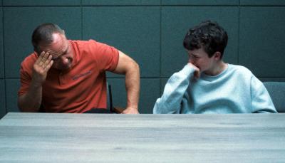 Stephen Graham and Owen Cooper as Eddie and Jamie Miller in 'Adolescence'