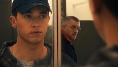 Tom Blyth as Lucas and Russell Tovey as Andrew in 'Plainclothes'