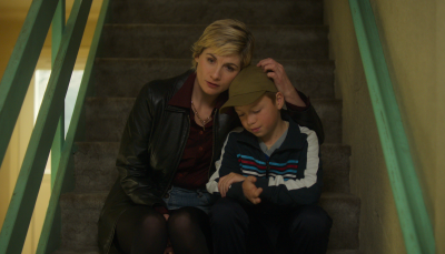 Jodie Whittaker as Susan McIntyre and Kobi Sadler as Connor in 'Toxic Town'