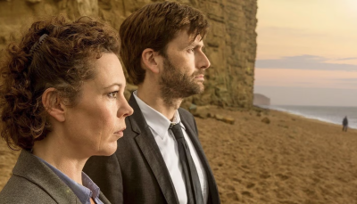 Olivia Colman and David Tennant in Chris Chibnall's first original work for TV, 'Broadchurch'